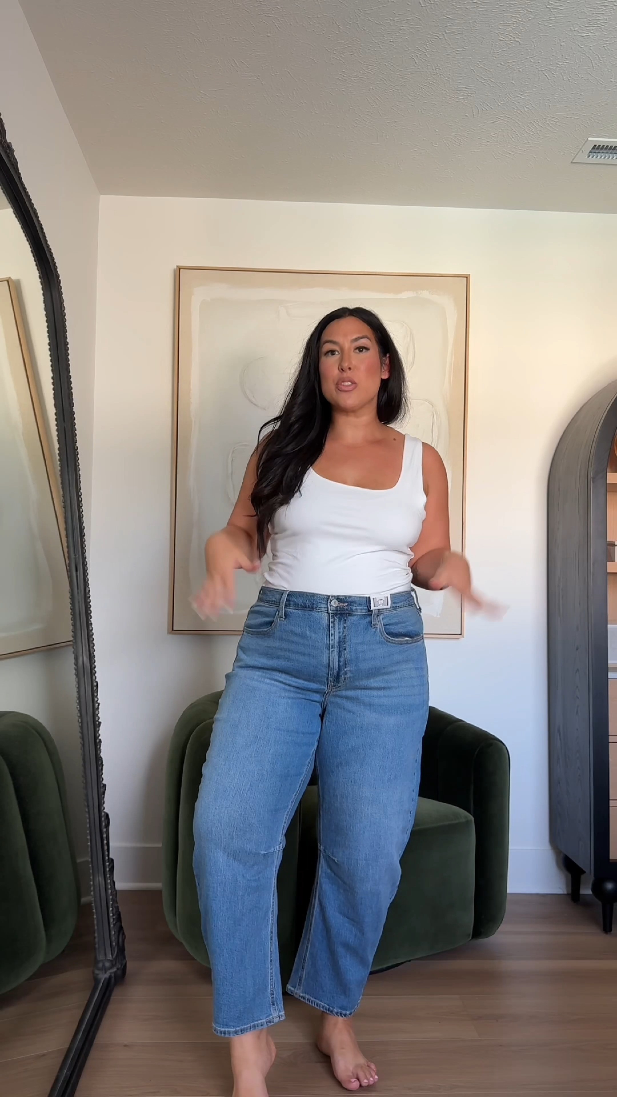 These barrel jeans are the stretchiest soft belly friendly jeans!

Tank: XL
Jeans: 16 Reg

Fall outfits, fall style, mid sized jeans, mid size outfit ideas for fall, affordable outfits, old navy  

 #LTKootd #LTKMidsize