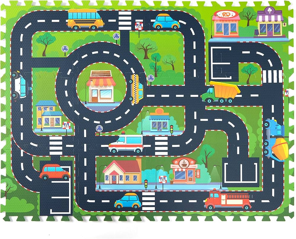 Foam Play Mat for Baby, Interlocking Foam Tiles, Foam Floor Mats City Road Track Puzzle Mat 12 Pi... | Amazon (US)