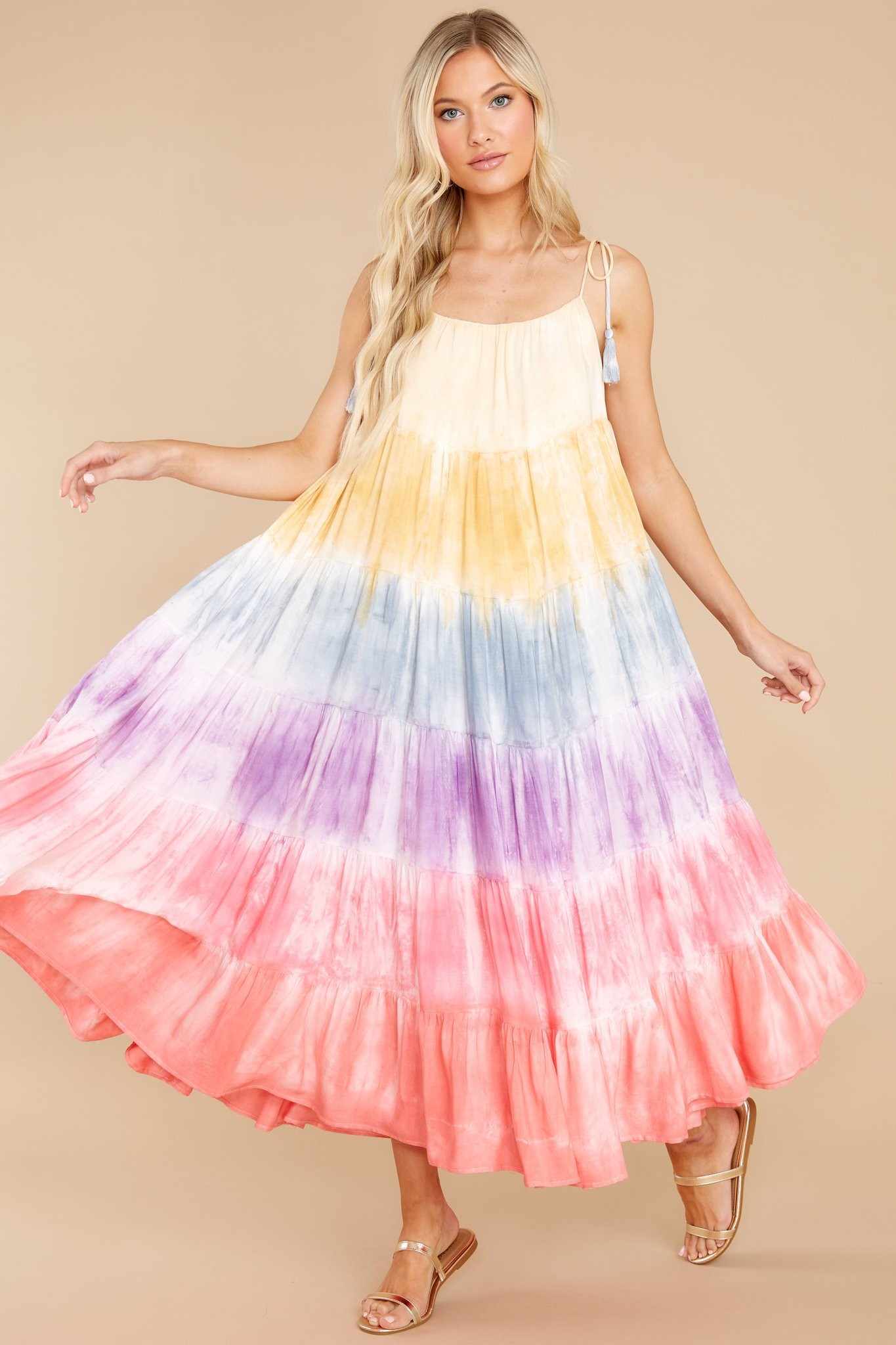 Dare To Dream Pink Multi Tie Dye Maxi Dress | Red Dress 