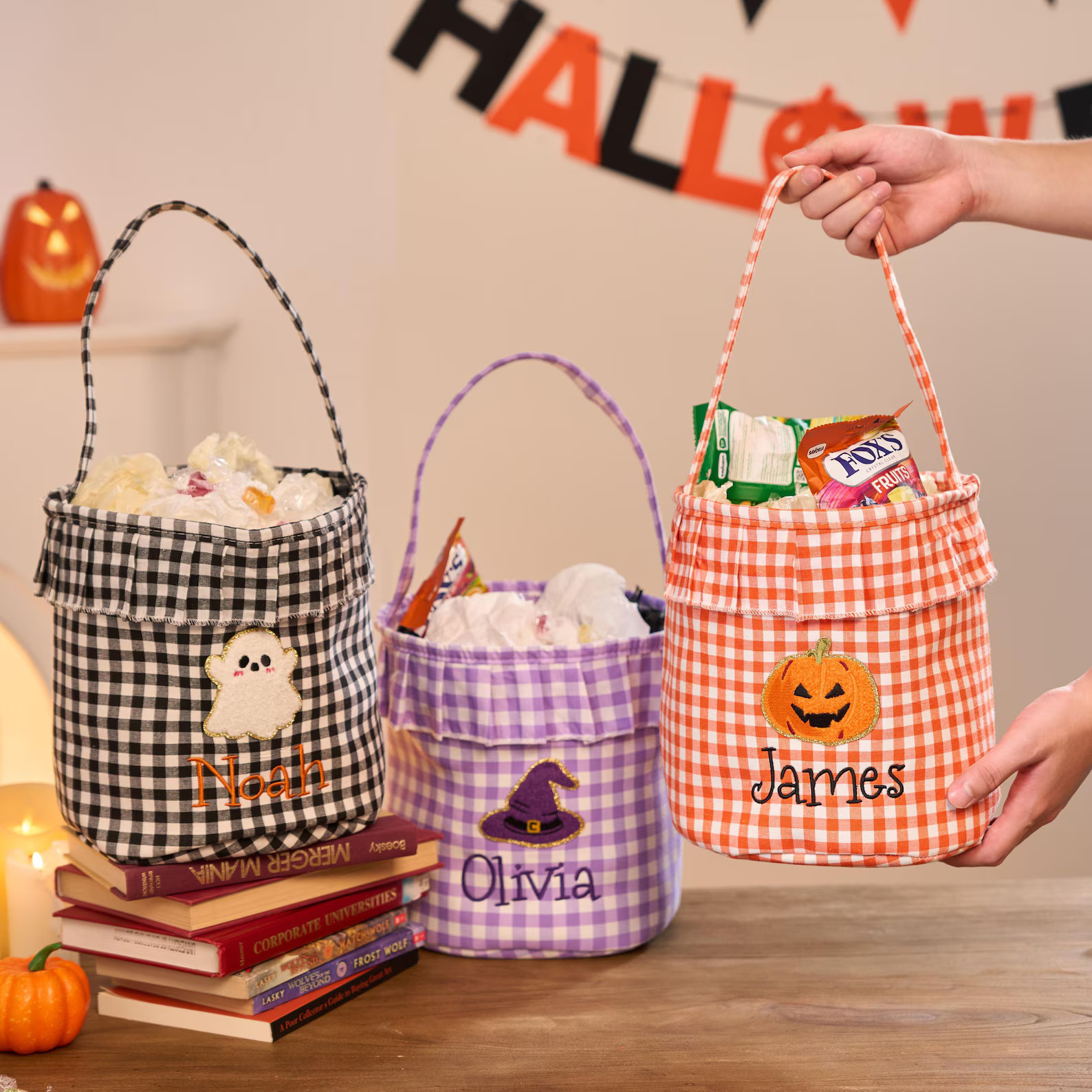 Halloween Basket, Trick or Treat Bag, Personalized Halloween Basket, Custom Embroidery Halloween ... | Etsy (US)