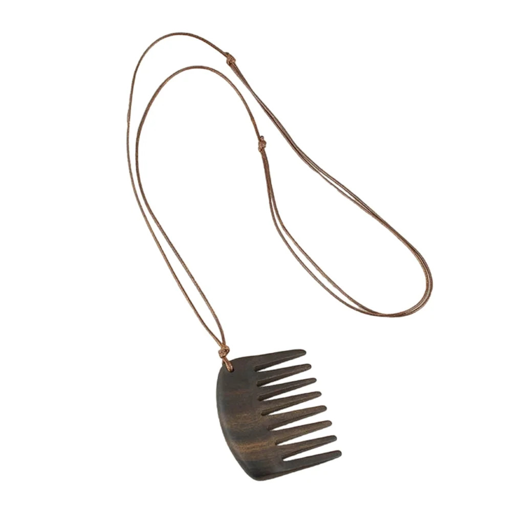 YIEMEEN Wood Hair Comb Pendant Necklace Easy to Use Hair Styling Accessory for Ladies | Walmart (US)