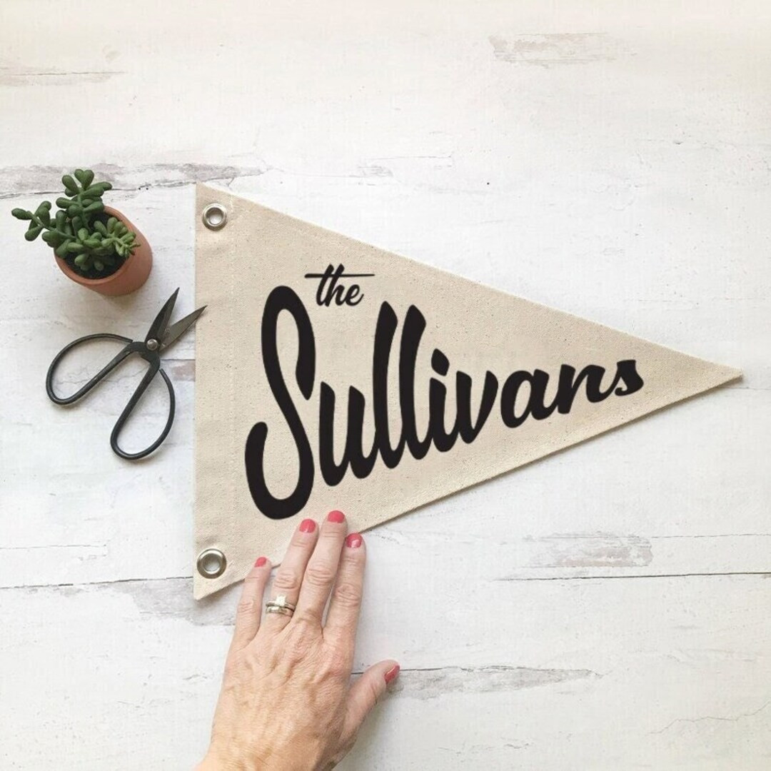 Custom Family Name Pennant, Hanging Canvas Sign, Personalized Flag Wall Decor, Custom Wall Art Ba... | Etsy (US)