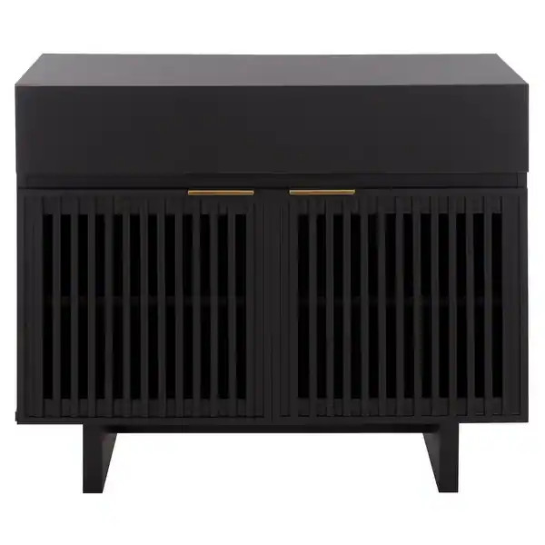 SAFAVIEH Quaid 1-Drawer 2-Door Nightstand Table, Bedside Storage - Black/Brass | Bed Bath & Beyond