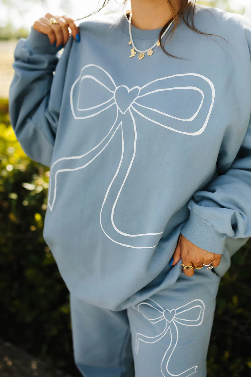 Blue Bow Sweatshirt | Shop Staykation