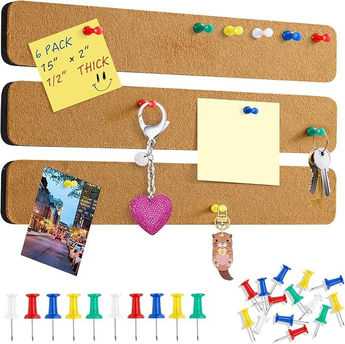 Felt Bulletin Board Corkboard Strips for Walls, Self-Adhesive Memo Board with 35 Pushpins, Wall D... | Amazon (US)