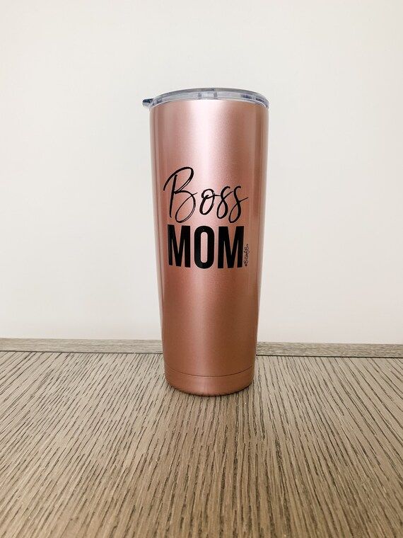 JANUARY PREORDER! Boss Mom Rose Gold Steel 20 oz Coffee Tumbler | BitsofBri by Brianna K YouTube Mer | Etsy (US)