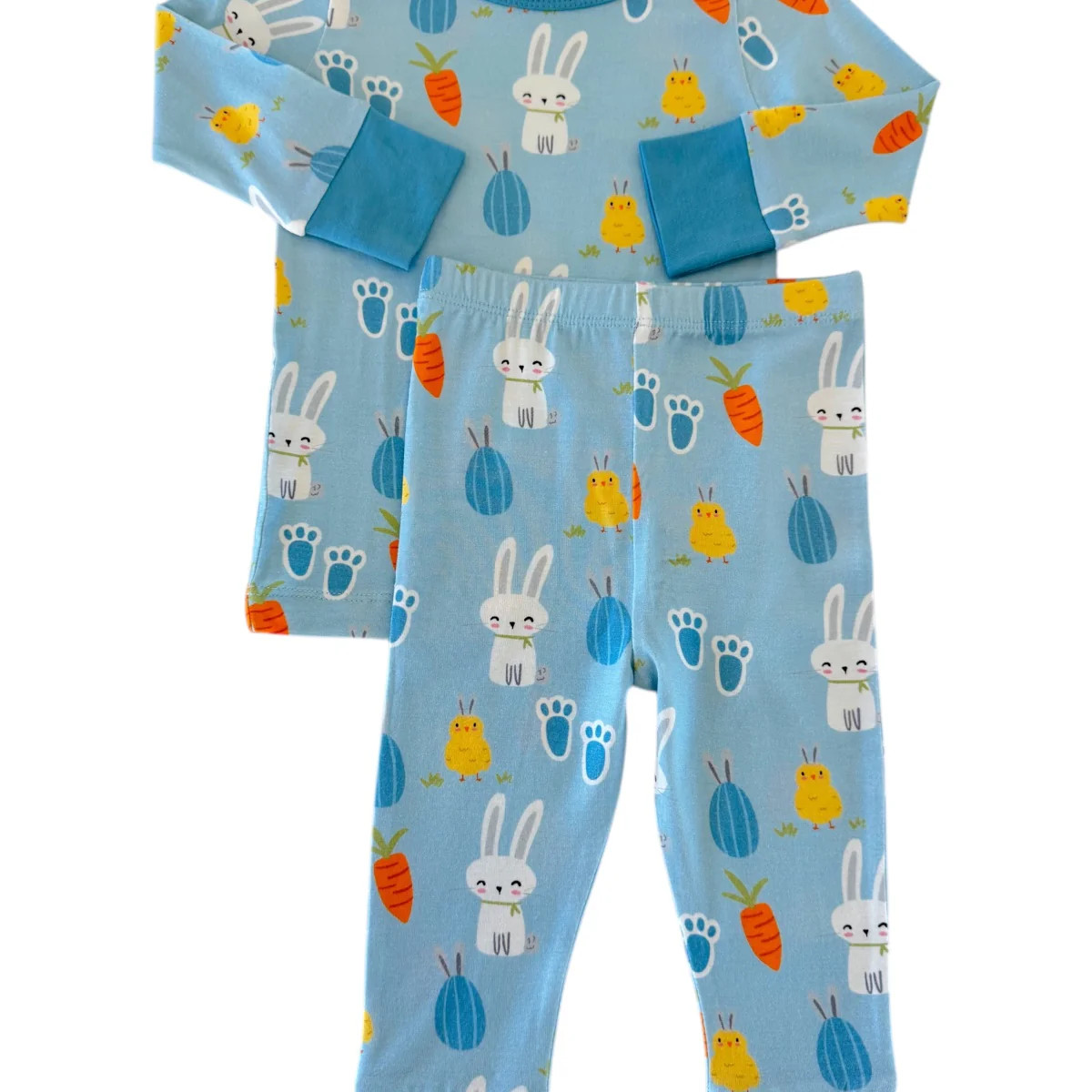 Long Sleeve 2-Piece Set, Blue Easter Bunny | SpearmintLOVE