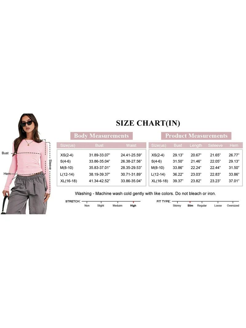 Luniro Long Sleeve Shirts for Women Boat Neck Tight Fit Going Out Crop Tops Y2k Teens Girls Basic... | Walmart (US)