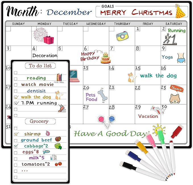 Magnetic Dry Erase Refrigerator Calendar with Markers - 15" x 11" Monthly Fridge Calendar and Tod... | Amazon (US)