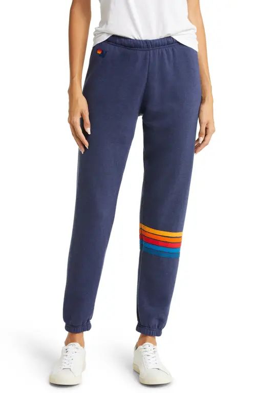 Aviator Nation Women's Rainbow Stitch Sweatpants in Navy at Nordstrom, Size Medium | Nordstrom