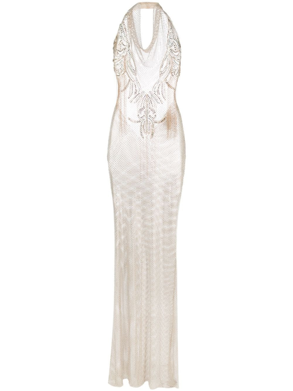 Genny rhinestone-embellished sheer gown - Gold | Farfetch Global