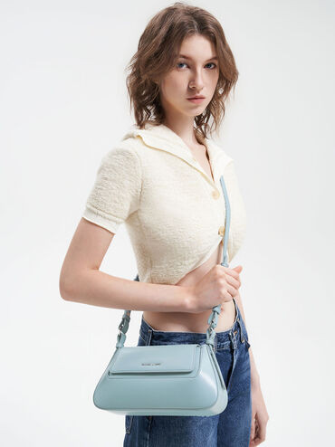 Slate Blue Olivia Trapeze Shoulder Bag | CHARLES & KEITH | Charles & Keith US