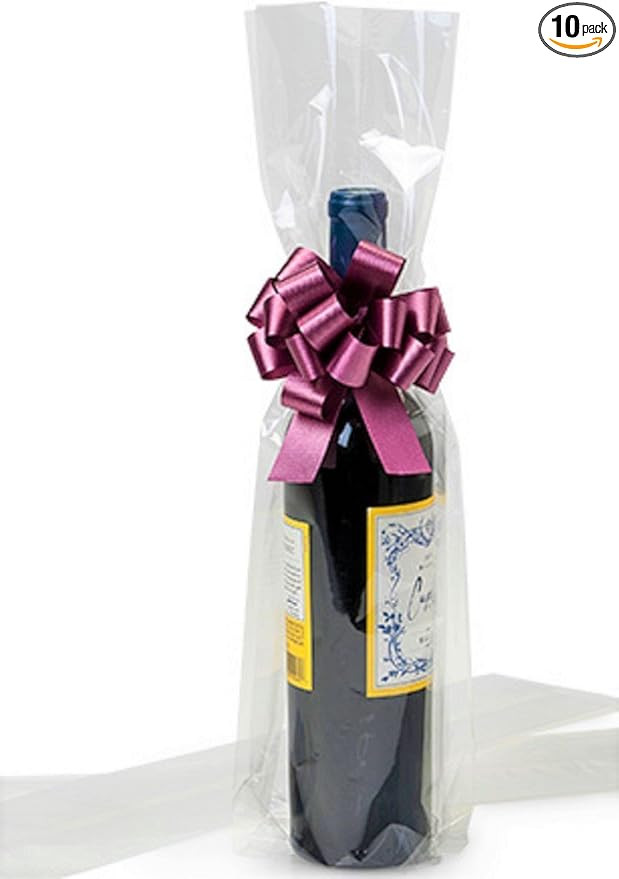A1 Bakery Supplies 10 Clear Cello/Cellophane Wine bottle bag - 4" x 4" x 17" Gusset Cellophane Ba... | Amazon (US)