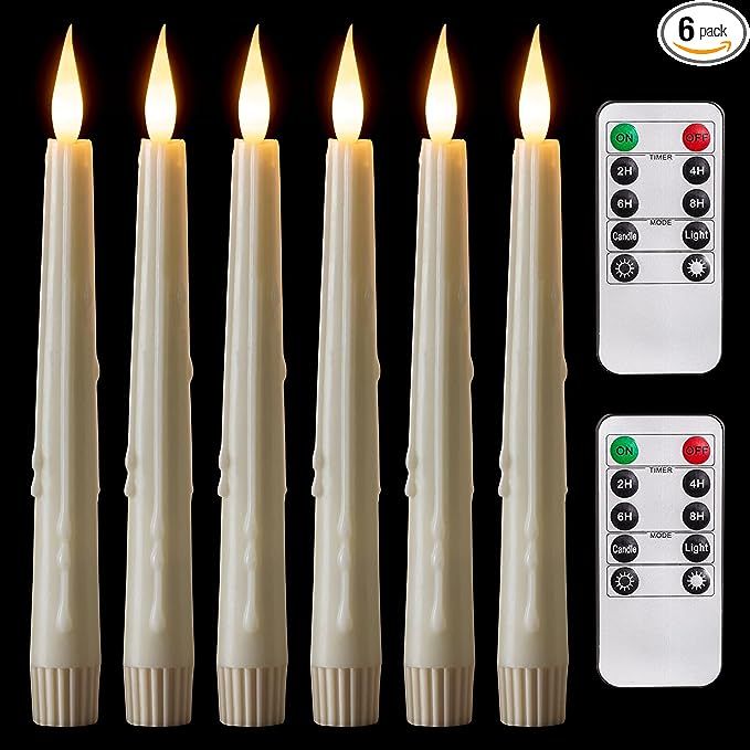 5plots 8 Inch Ivory Flameless Taper Candles with Remote, Timer, Battery Operated Candles with Fli... | Amazon (US)