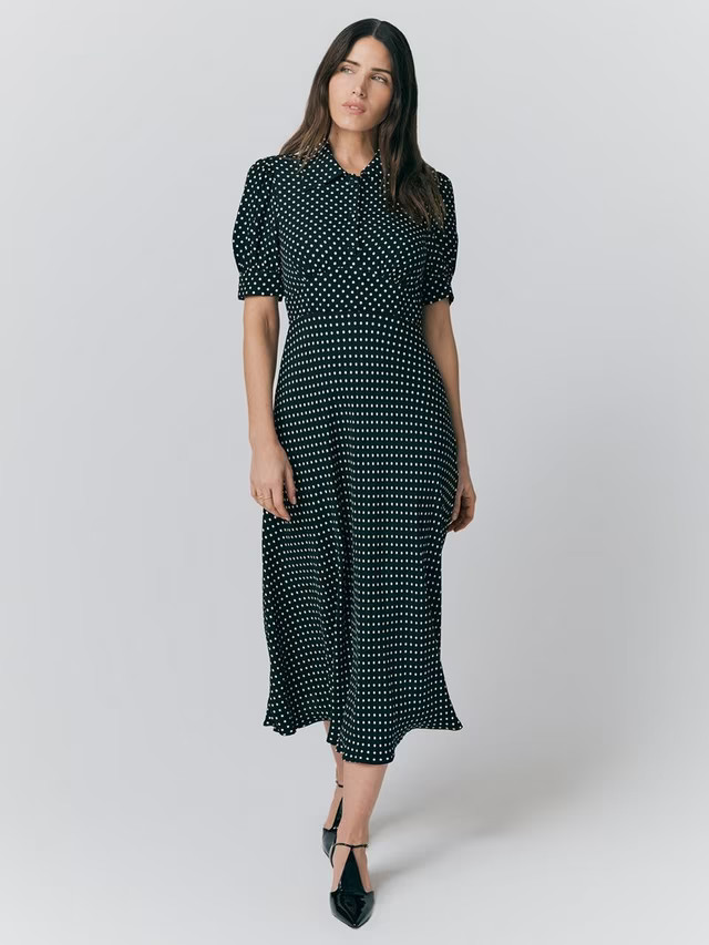 GhostWilma Polka Dot Dress, Black/White | John Lewis (UK)