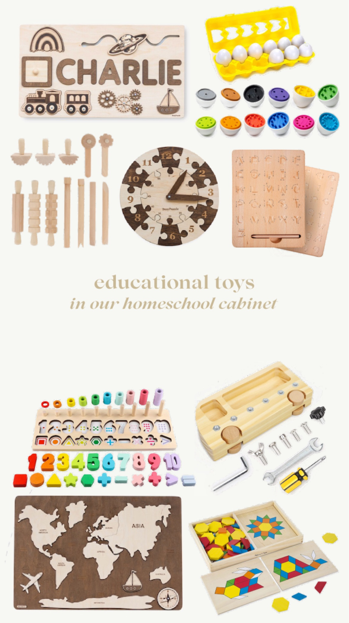 Some of these we’ve had for years and some of them are new but these are a few of the toys that now live in our homeschool cabinet! We reach for these during reading time and my toddler will tinker with these while my 5 year old does her lesson. We use these along with play doh, kinetic sand, coloring pages, sensory play, puzzles, and more!

#LTKkids #LTKfamily