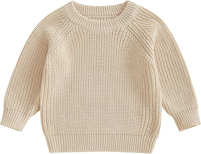 Toddler Baby Boy Girl Knit Sweater Basic Crew Neck Long Sleeve Solid Pullover Sweatshirt Fall Win... | Amazon (US)