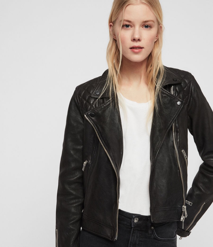 "Conroy Leather Biker Jacket" | AllSaints (US)