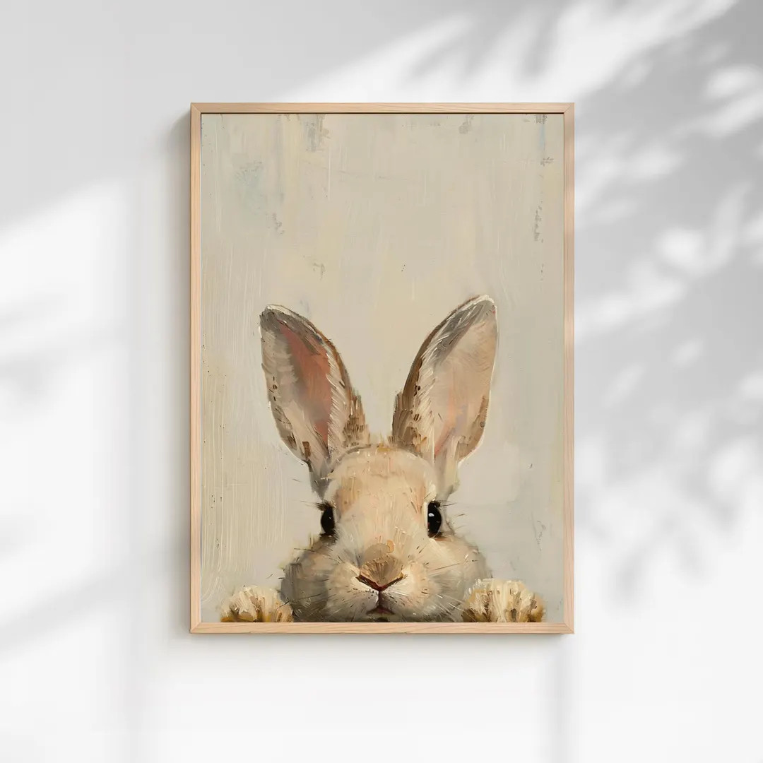 Vintage Easter Bunny Print, Peeking Rabbit Cottagecore Wall Art | Etsy (US)