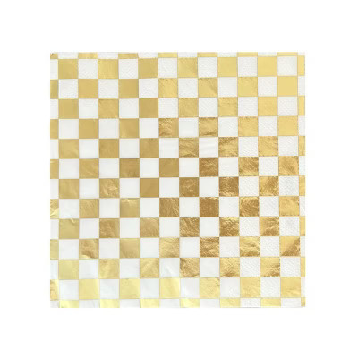 Jollity & Co. - Check It! Gold Clash Large Napkins - Pack of 16 Paper Napkins | Target
