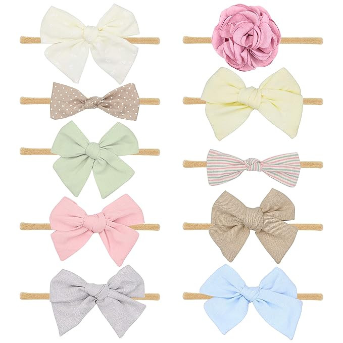 Baby Girl Headbands Bows flowers,10 Pack Hair Accessories for Newborn Infant Toddler Gift by FANC... | Amazon (US)