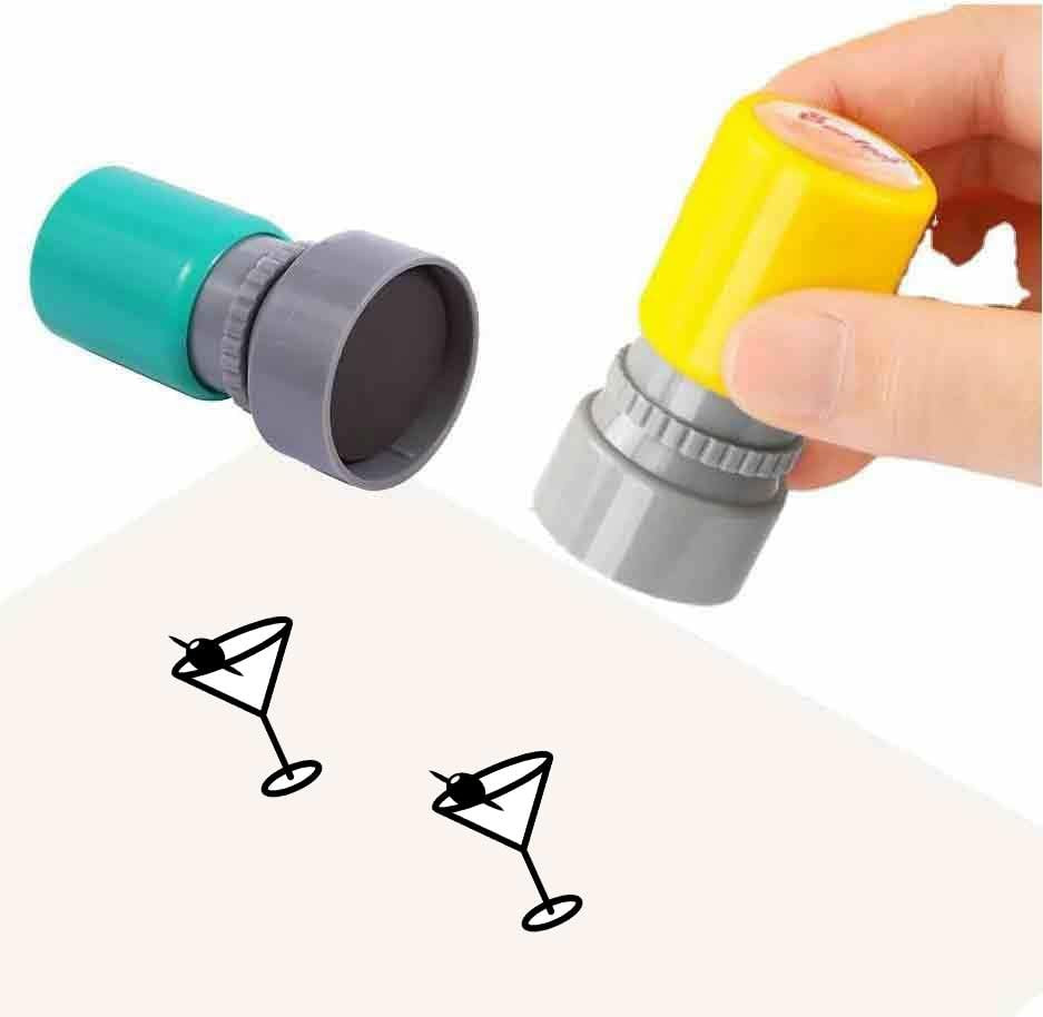 2 Pack Martini Stamp Martini Glass Stamper Cocktail Drink Self Inking Stamps | Amazon (US)