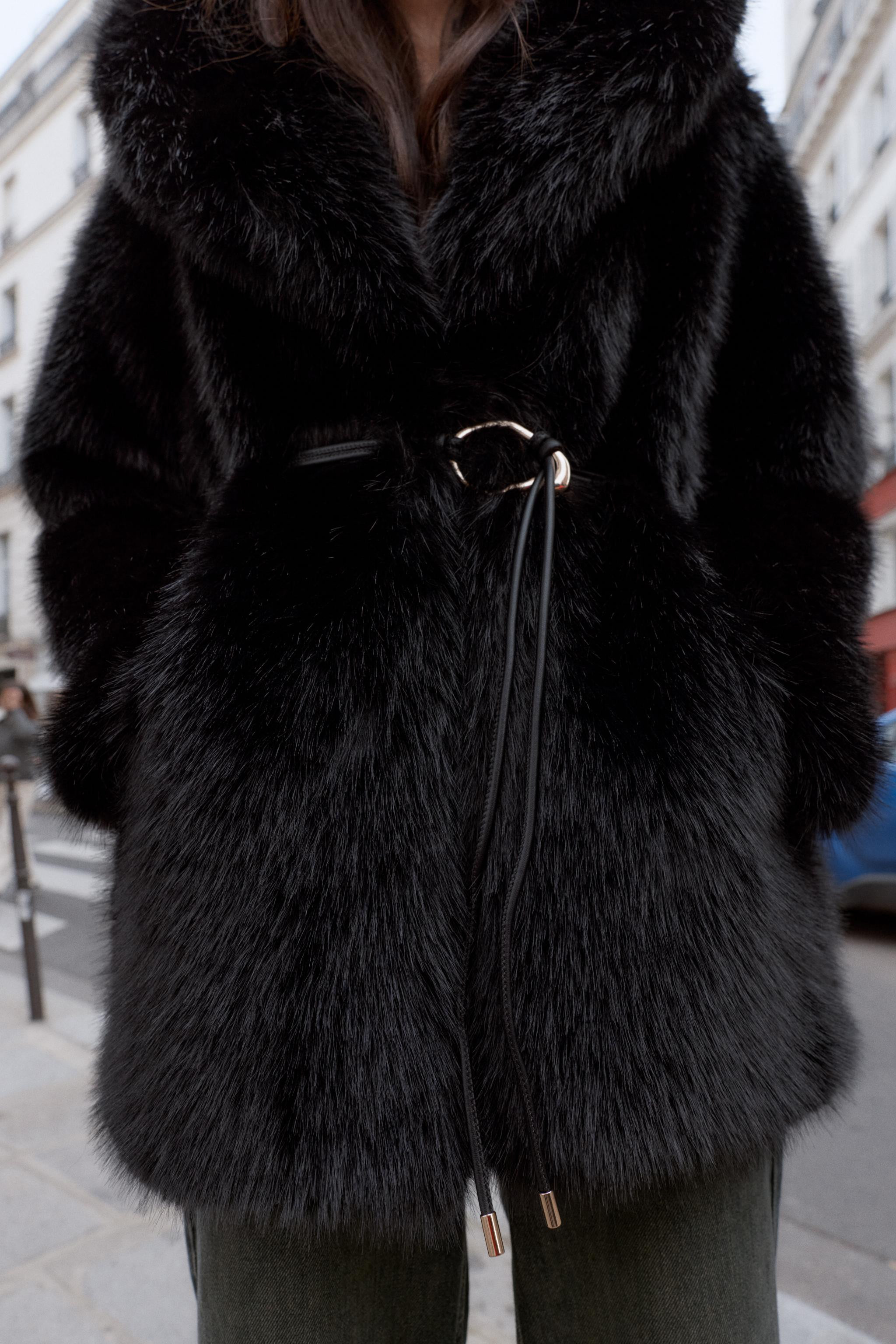 FAUX FUR BELTED COAT | Zara US