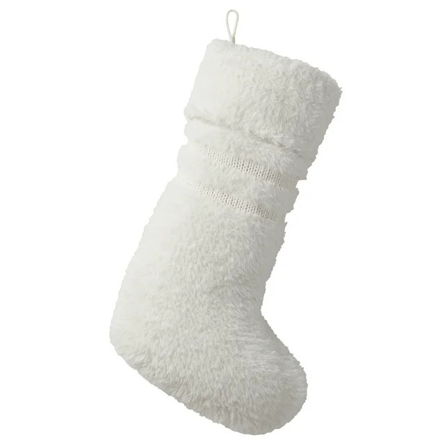 My Texas House Lilian Ivory Stripe Chenille Christmas Stocking, 20" x 10" | Walmart (US)