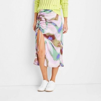 Women's Marbled Silk Curved Hem Midi Skirt - Future Collective™ with Gabriella Karefa-Johnson L... | Target