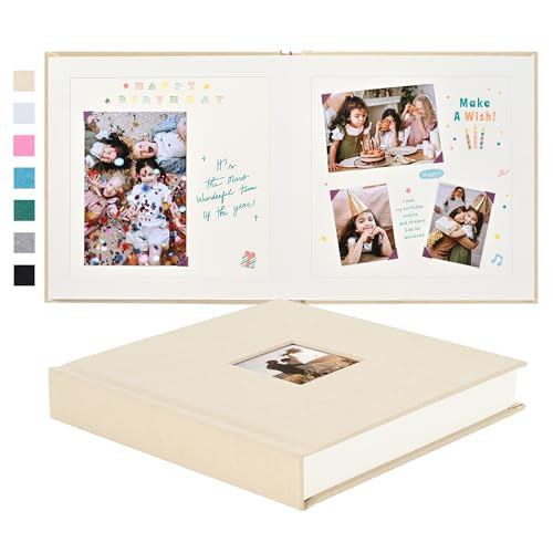 Pssoss 8 x 8 Inch DIY Scrapbook Album 40 Pages Linen Hardcover Kraft White Paper Scrap Book Photo Albums Memory Book for Baby Wedding Family Anniversary Photo Album (Beige, 40 pages) | Amazon (US)