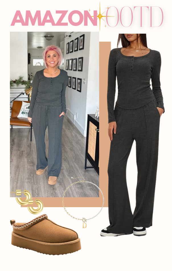 Loving this comfy and chic lounge set! Perfect for relaxing at home. Outfit: Medium Shoes: TTS 

 #LTKootd #LTKSaleAlert