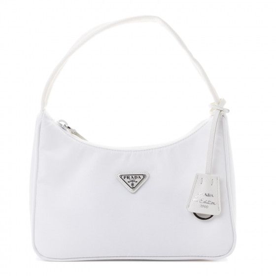 PRADA Tessuto Nylon Mini Re-Edition 2000 Bag White | Fashionphile