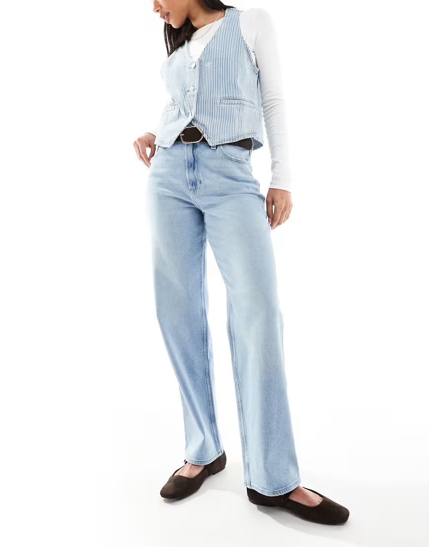 Hollister ultra high rise dad jean in medium blue wash | ASOS (Global)
