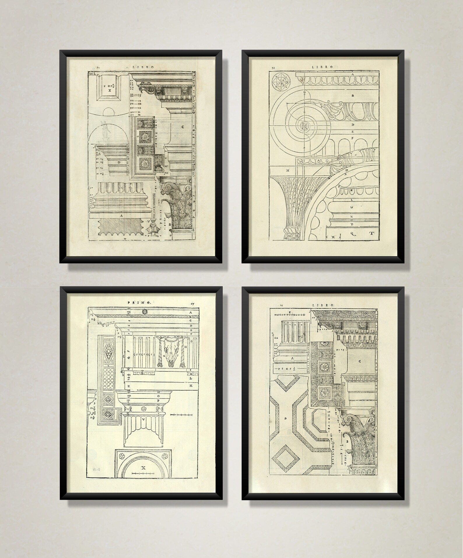 Four Vintage Architecture Illustrations  printable | Etsy | Etsy (US)