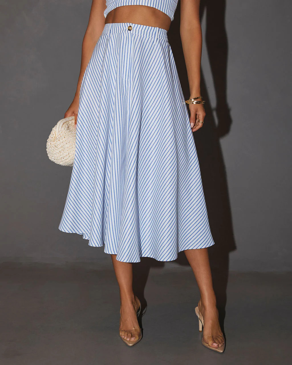 Lorie High Waisted Striped Midi Skirt | VICI