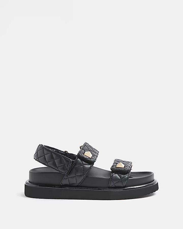 Black quilted chunky sandals | River Island (UK & IE)