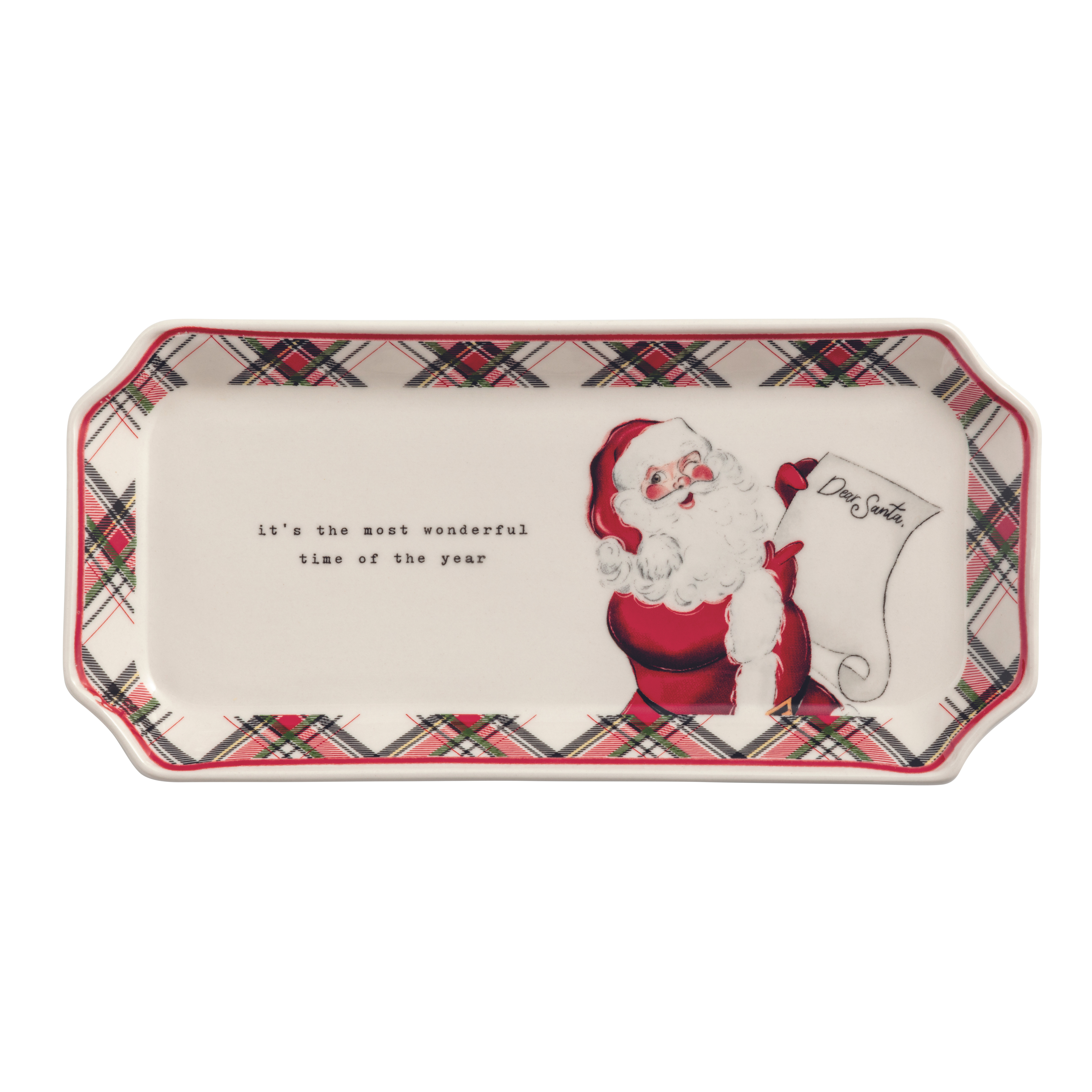 Santa Tartan Everything Tray | Mud Pie