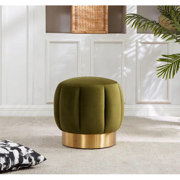 SAFAVIEH Couture Maxine Channel Tufted Ottoman - 18.9" W x 18.9" L x 18.5" H | Bed Bath & Beyond