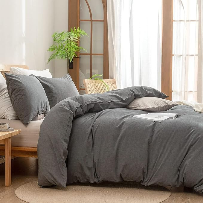 BESTOUCH Duvet Cover Set 100% Washed Cotton Linen Feel Super Soft Comfortable Chic Lightweight 3 ... | Amazon (US)
