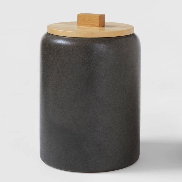 Large Stoneware Tilley Food Storage Canister with Wood Lid Black - Project 62&#8482; | Target