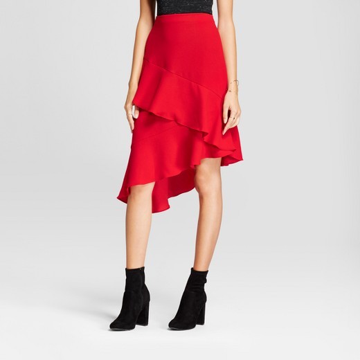 Women's Asymmetrical Ruffle Skirt - A New Day™ Red Women's Asymmetrical Ruffle Skirt - A New Day™ Re | Target