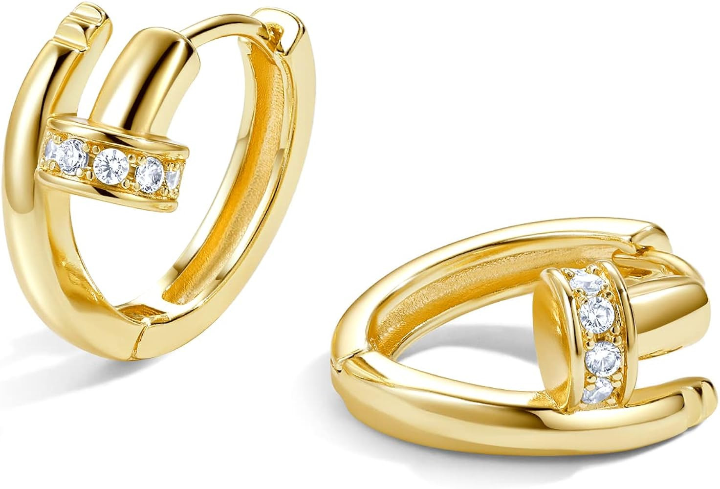 Me&Hz Gold Huggie Earrings Small Huggie Hoop Earrings for Women 14K Gold Plated Hypoallergenic Cu... | Amazon (US)