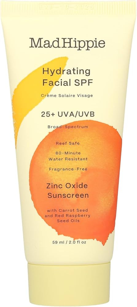 Mad Hippie Hydrating Facial SPF 25+, Zinc Oxide Sunscreen, Reef-Safe Face Cream, Fragrance-Free, ... | Amazon (US)