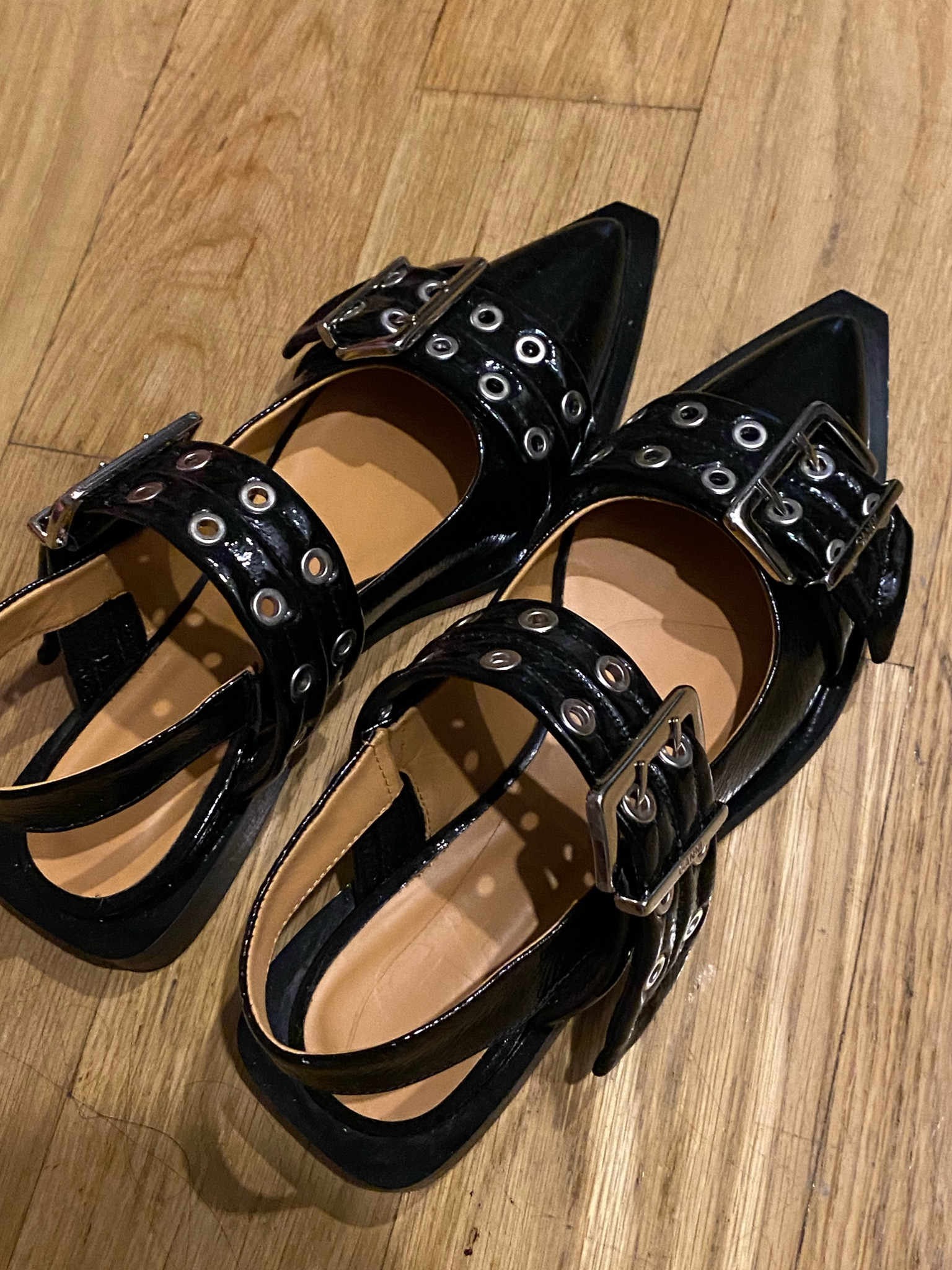 Ganni buckle slingbacks/ballerina flats 