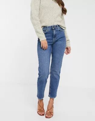 Vero Moda organic blend cotton straight leg jeans in mid blue | ASOS | ASOS (Global)
