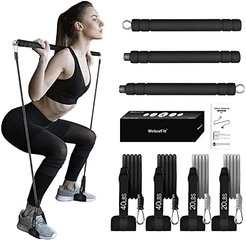 Pilates Bar Kit with Resistance Bands, WeluvFit Exercise Fitness Equipment for Women & Men, Home ... | Amazon (US)