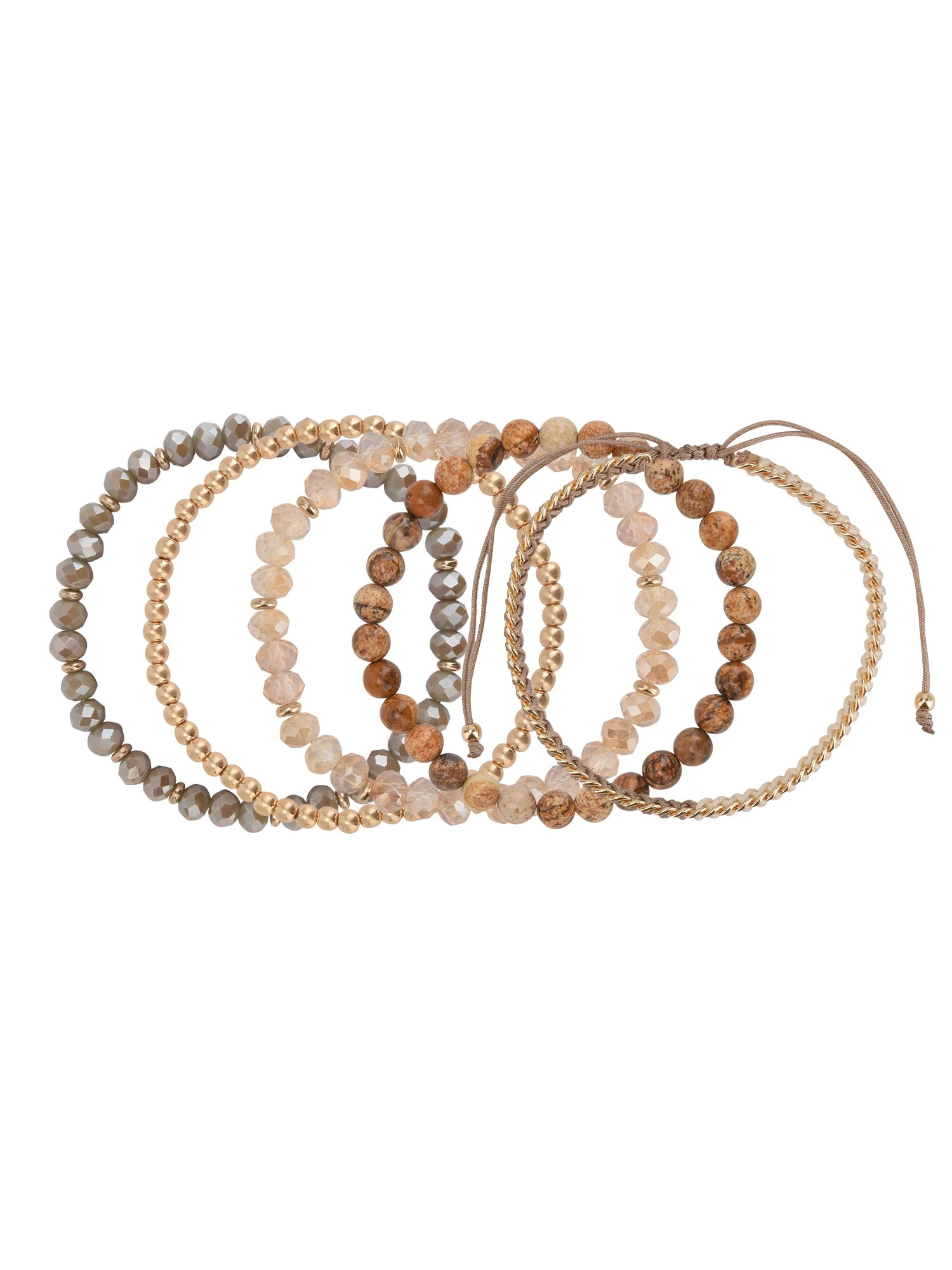 The Pioneer Woman - Women's Jewelry, Soft Gold-tone Bracelet Set with Genuine Stone Beads | Walmart (US)