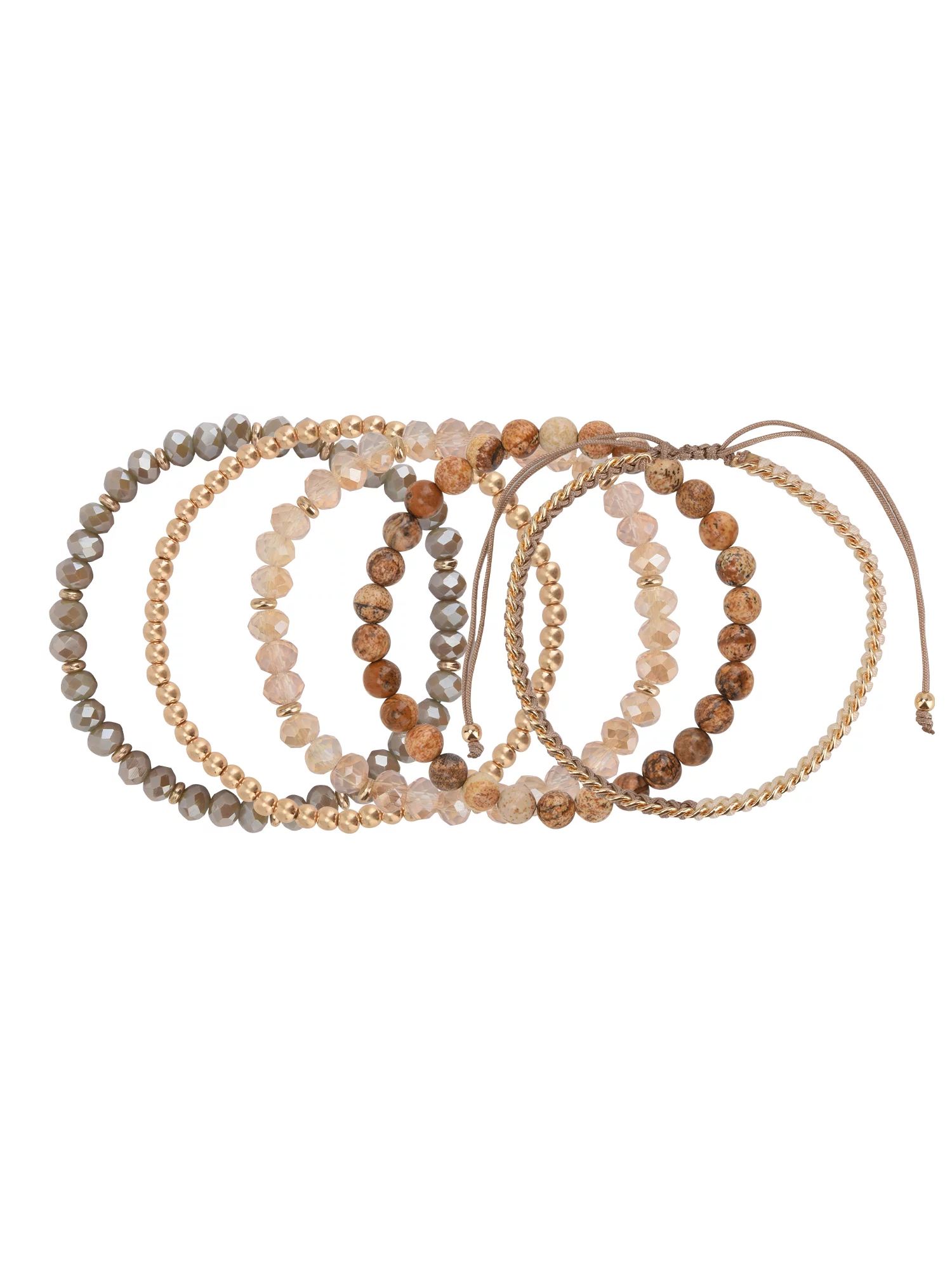 The Pioneer Woman - Women's Jewelry, Soft Gold-tone Bracelet Set with Genuine Stone Beads | Walmart (US)