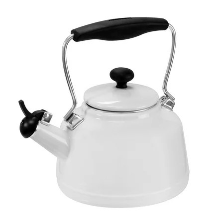Chantal 1.7 Quart Durable Enamel on Steel Vintage Stovetop Tea Kettle, White | Walmart (US)