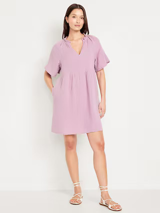 Split-Neck Mini Swing Dress | Old Navy | Old Navy (US)